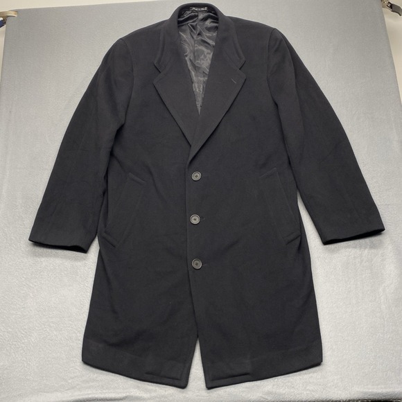 Giorgio Armani Mens Black Virgin Wool Cashmere Blend Overcoat Made in Italy 42R - Picture 2 of 16
